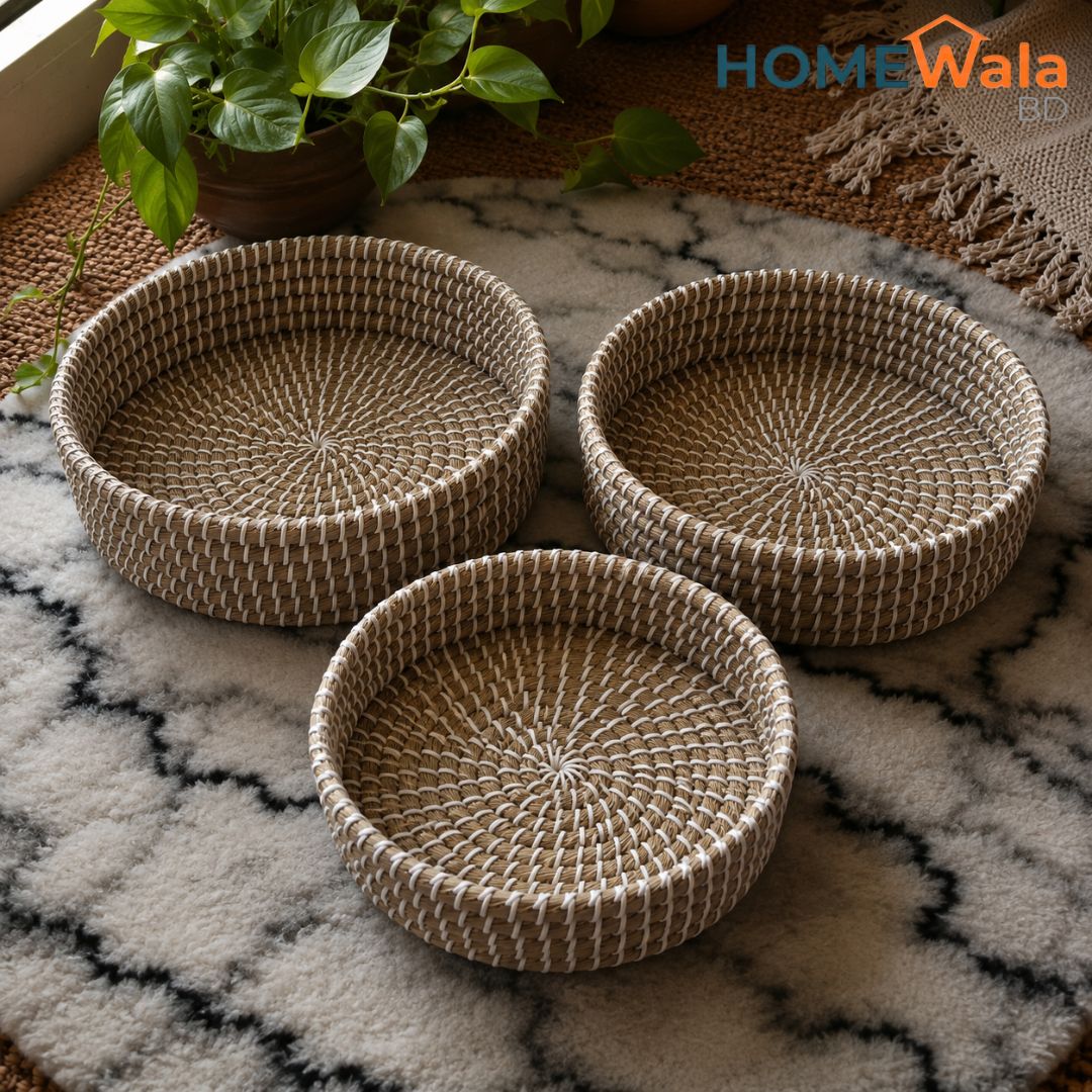 3 pcs Natural handmade Round Basket